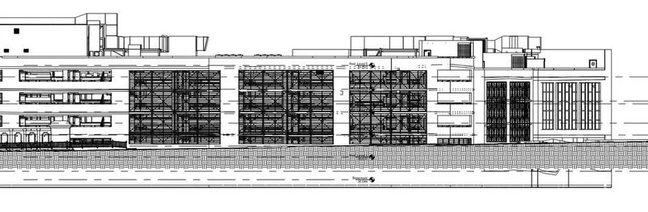 Finished CAD elevation drawing of AO Arena Manchester